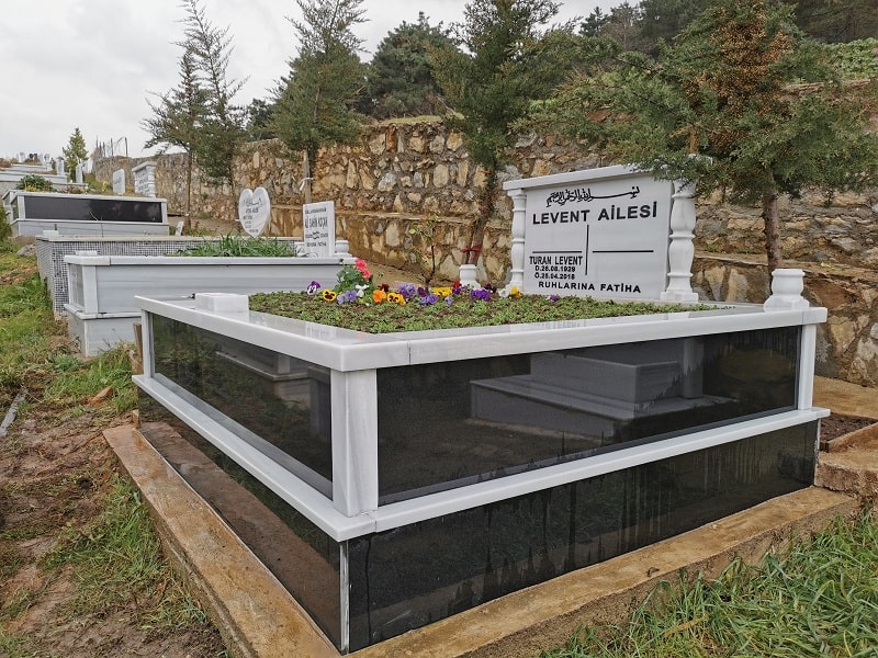 İki Kişilik Gövde Granit Mezar Modeli - Görsel 2